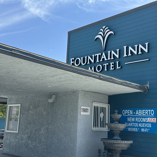 Welcoming lobby and front desk at Fountain Inn Motel